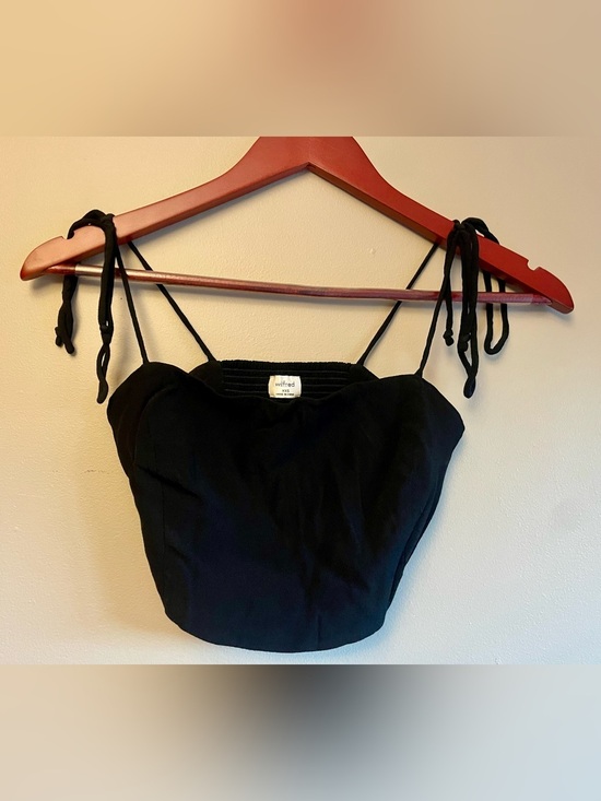 Wilfred Tops - Wilfred Aritzia Black Tie Strap Corset Crop Top Womens XXS